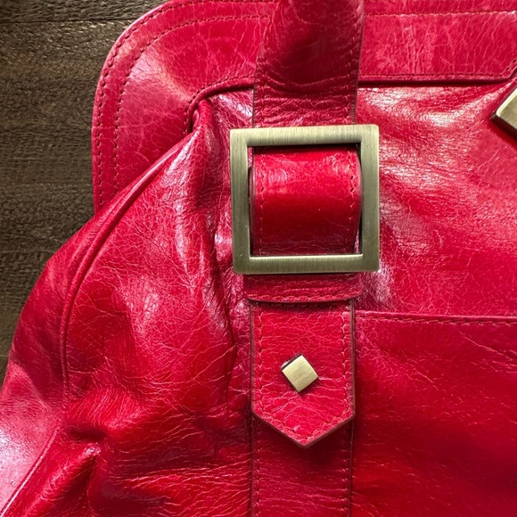 👜 Helen Welsh Red Leather Tote Shoulder Bag - Picture 3 of 12